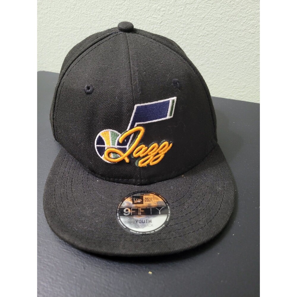 Utah Jazz Hat New Era 9Fifty Youth Kids NBA Script Black Gold Snapback Era Cap